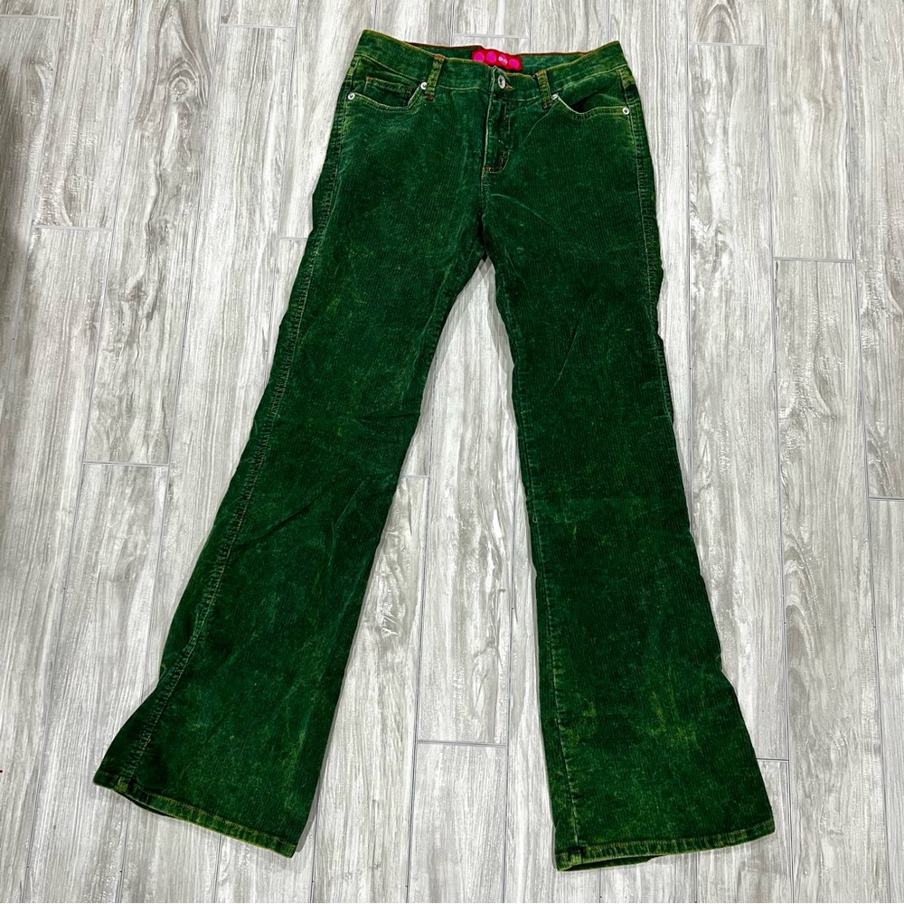 y2k green corduroy flare jeans